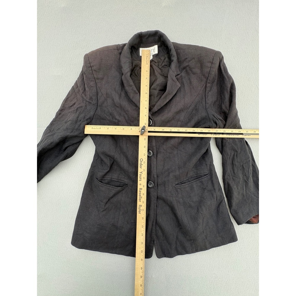 Petite Sophisticate Vintage Black Textured Blazer Jacket Size 12P Rayon Lined - Picture 7 of 13